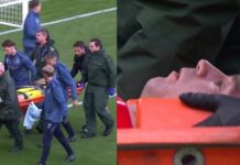 “Dibu” Martínez sufrió un fuerte golpe y lo retiraron en camilla